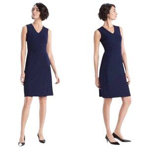 MM. Lafleur Aditi Sheath Sleevelss dress career navy blue knee-length womens 6